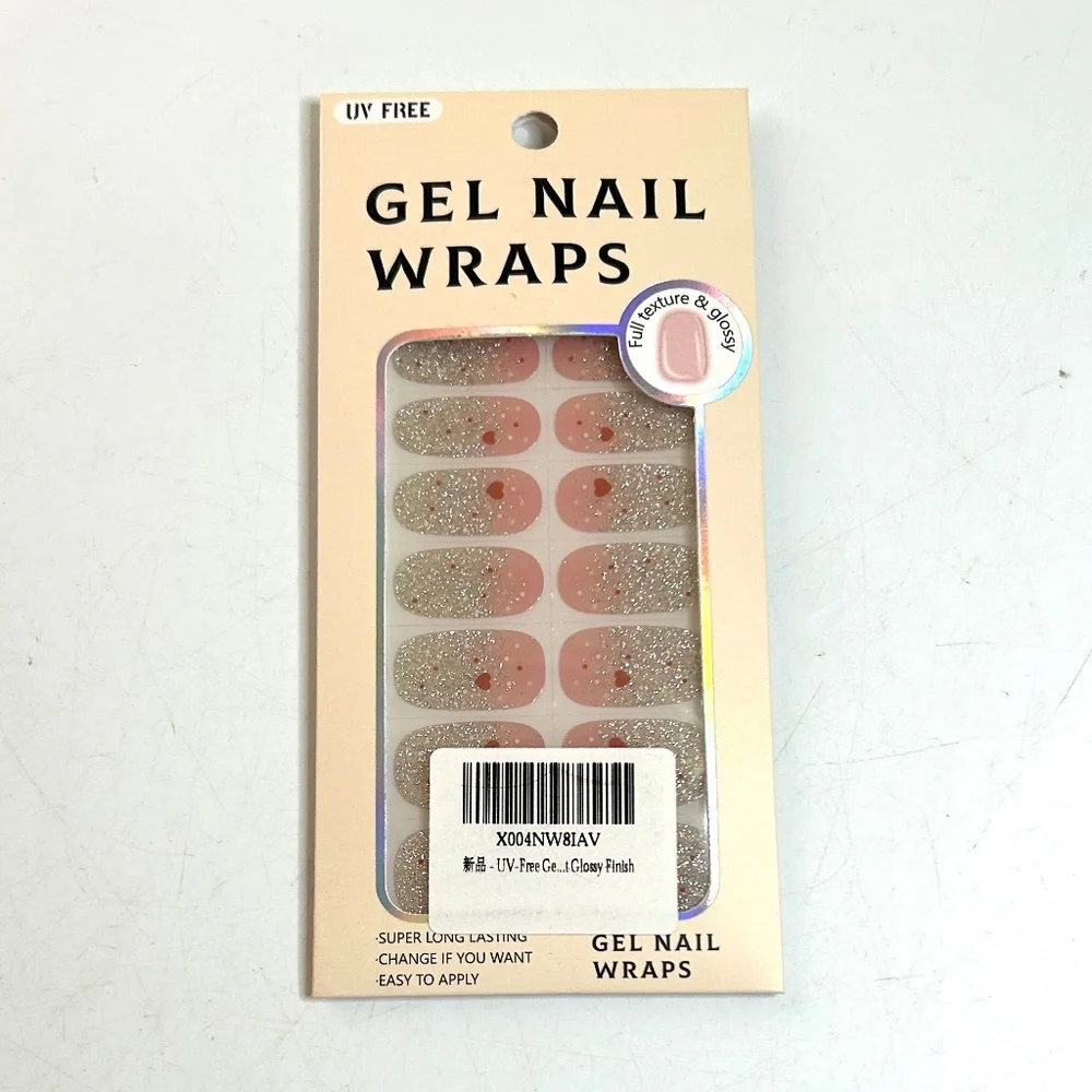Pink And Silver Glitter Gradient Gel Nail Wraps